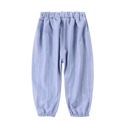 Korean style anti-mosquito pants for children and middle-aged children, ice silk breathable loose pants for boys and girls, sports light and quick-drying leggings 3-8 years old 