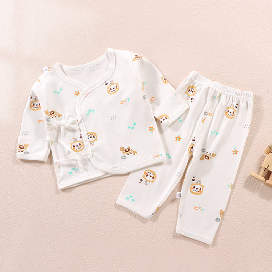 2023 Newborn Underwear Set Spring and Autumn Pajamas Baby Clothes Pure Cotton Newborn Baby Monk Clothes Home Clothes 