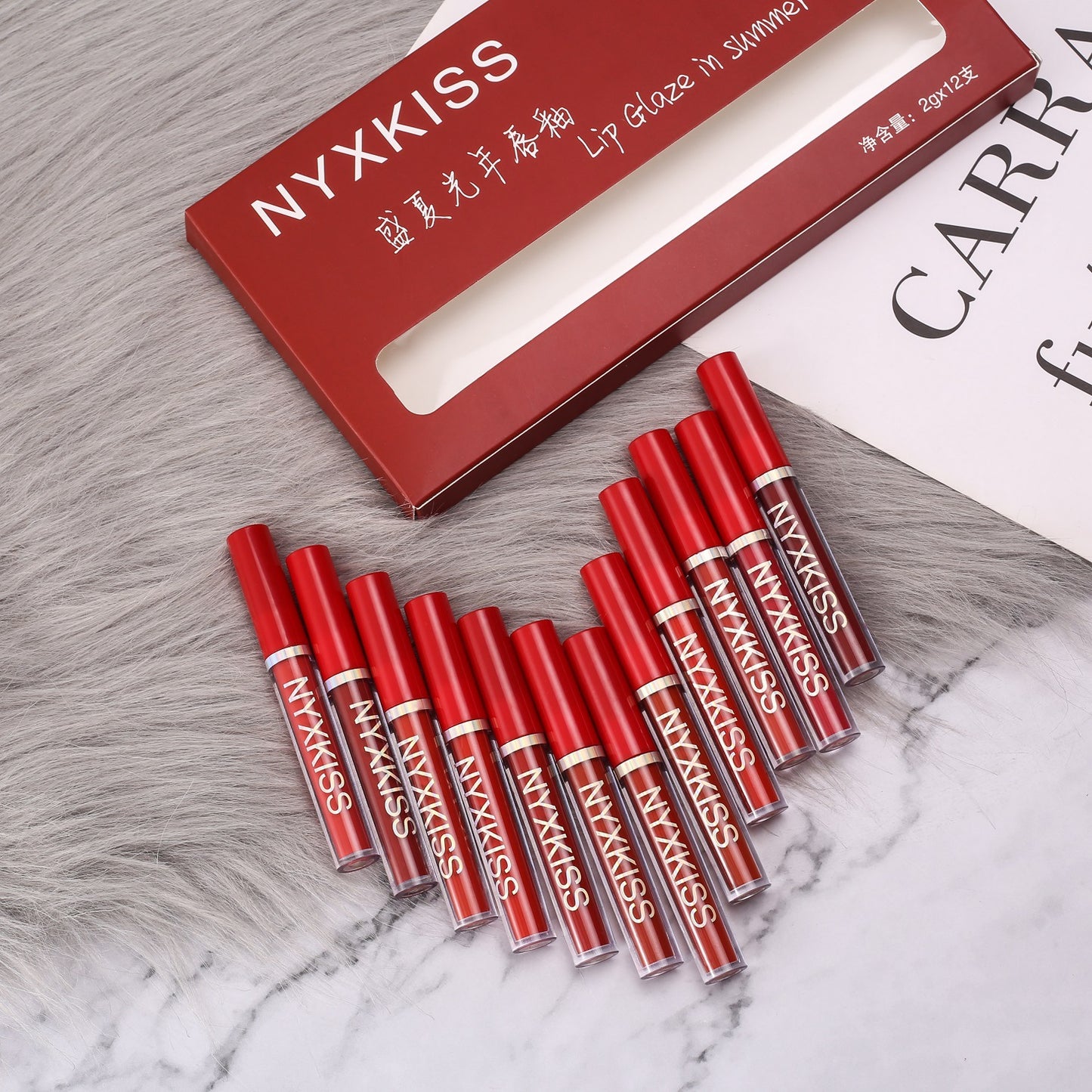 [Pack of 12] Midsummer Lightyear Lip Glaze ကြာရှည်ခံ တတ်နိုင်သော Matte Matte Lip Glaze လက်ကား 