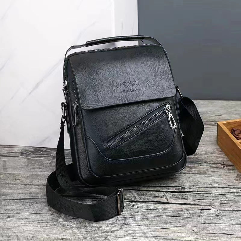 European and American foreign trade business men's bag men's shoulder bag large-capacity handbag vertical briefcase soft leather men's messenger bag 