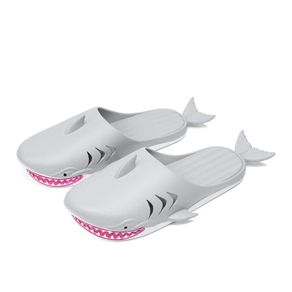 2022 new slippers men's summer tide cartoon shark outer wear outdoor beach word sandals and slippers non-slip outdoor slippers 