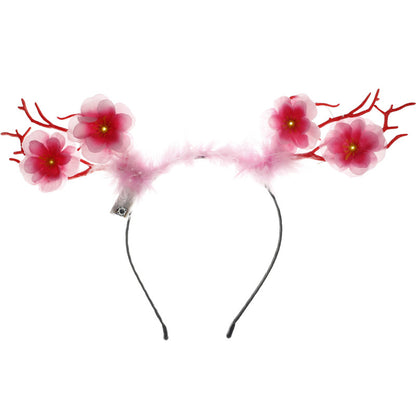 New Christmas Flower Heart Antler Headband Internet Celebrity Elk Luminous Headdress Christmas Ornaments Hairpin Hair Accessories Hot Sale