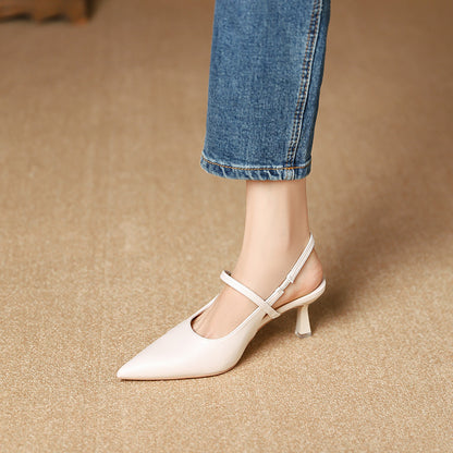 699-80 High-end sense of small fragrant style pointed toe high heels new fashion Baotou empty sandals simple stiletto women 