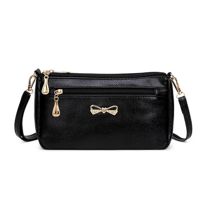 2023 autumn small bag women's soft leather solid color new single shoulder messenger bag lychee pattern large capacity stall bag bags