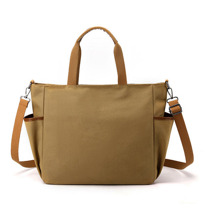 2023 New Shoulder Bag Women's Bag Trendy Versatile Simple Fashion Korean Version Large Capacity Portable Solid Color Canvas Bag