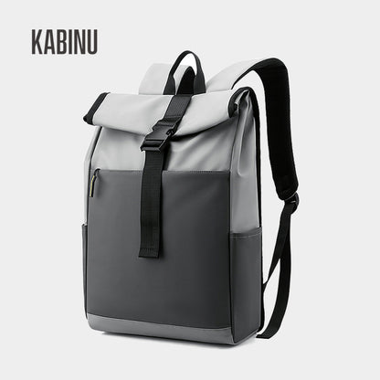 Kabinu leather film backpack casual fashion contrasting color business computer bag water-repellent backpack middle school student school bag 