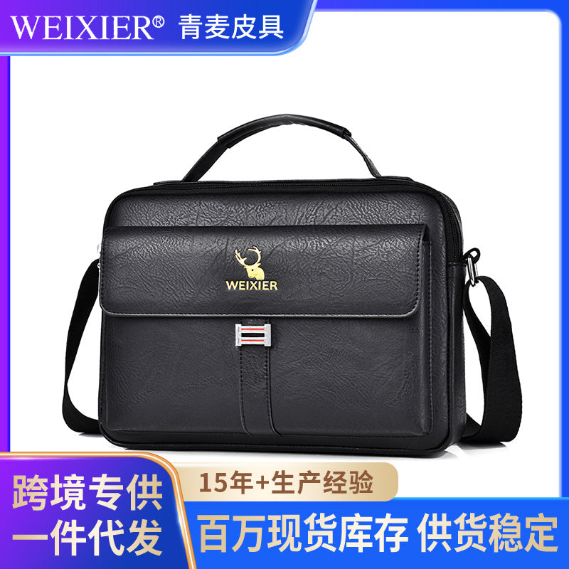 New pu leather bag men's cross-border business men's retro shoulder Messenger bag men's postman bag backpack Messenger men's bag 