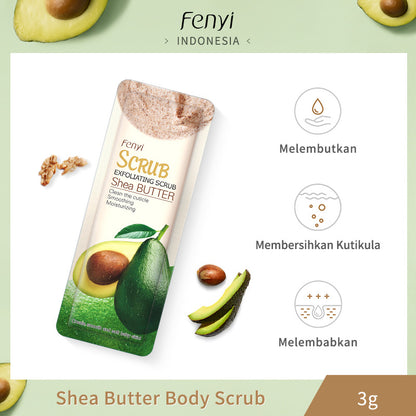 Cross-border FENYI Fenyi Shea Butter Scrub 3g body cleansing pores rejuvenating moisturizing avocado keratin 