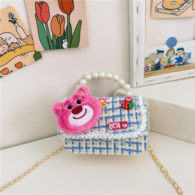 New Style Princess Pearl Portable Coin Purse Fashion Chain Children's Shoulder Bag Cartoon Cute Coin Bag 