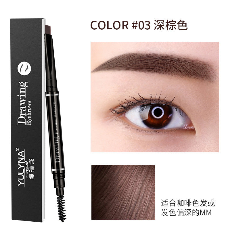 2024 New Double-Head Eyebrow Pencil Waterproof and Sweatproof Natural Ultra-fine Automatic Non-smudge Makeup Cross-border Live Broadcasting