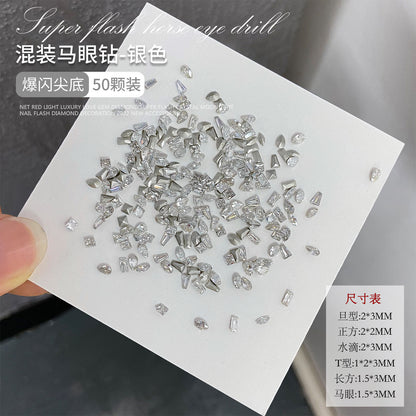 Manicure အသစ် Mini Marquise Zircon Diamond Nail Art Drill K9 Micro-Zirconium Tip Bottom Drill Stack Drill Water Drop Drill လက်သည်းတူး လက်ဝတ်ရတနာ 