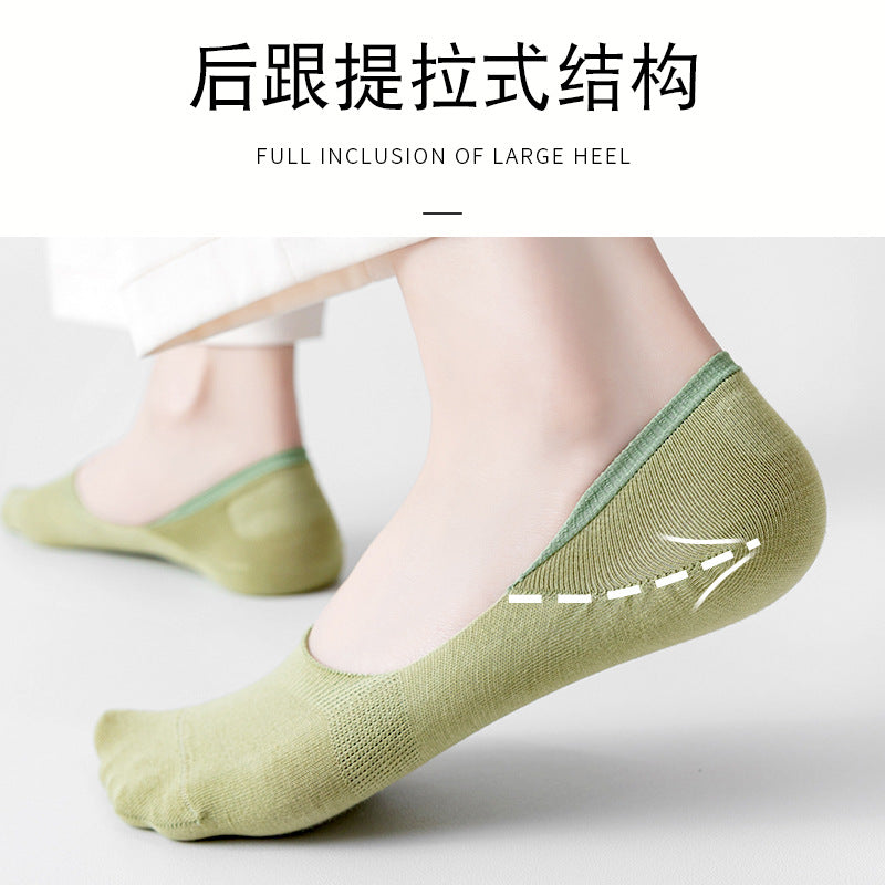 Socks women's pure color pure cotton non-falling and boat socks anti-pilling summer thin section mesh breathable ladies student socks 