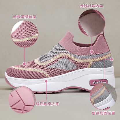 Mother's shoes 2023 summer thick-soled casual wind women's shoes manufacturers wholesale generation increase shoes mesh breathable shoes women 