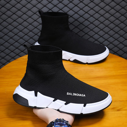 New trendy men's shoes summer single-layer thin socks shoes men's breathable slip-on high-top student sports shoes men 