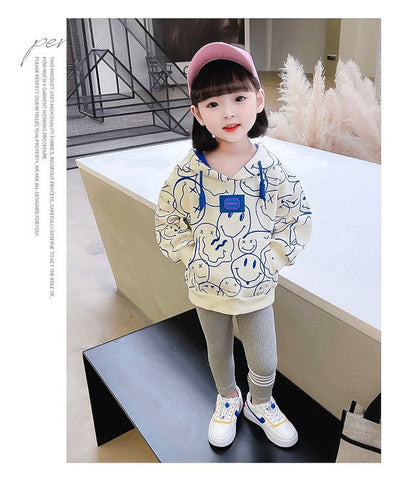 2023 spring and autumn new style hooded sweatshirts for boys and girls, casual suits, fashionable, cute and versatile long-sleeved tops, children's clothing trends 