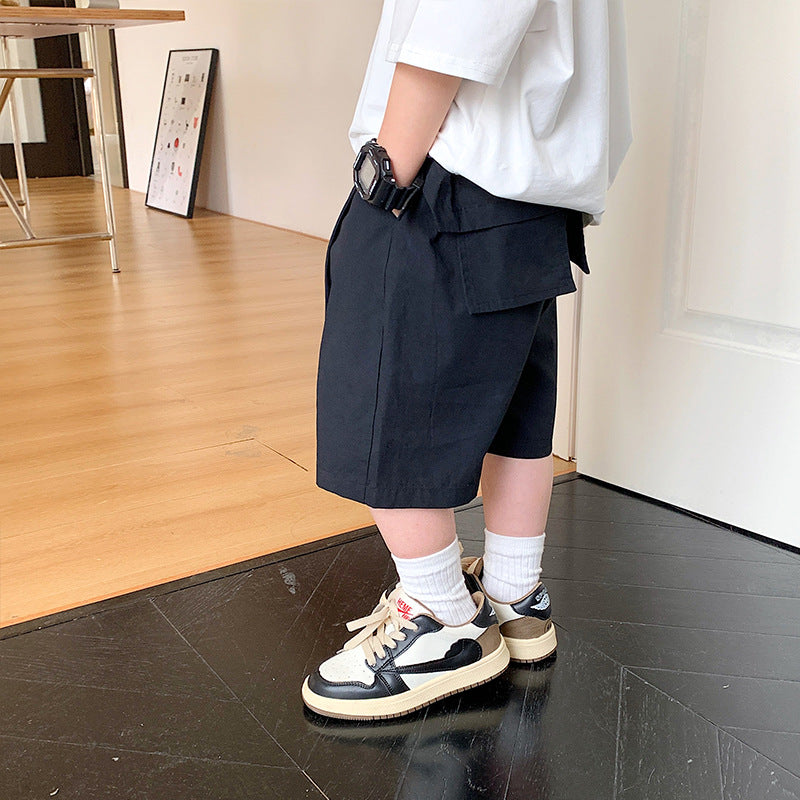 Maxi children's clothing children's work shorts 2024 summer new Korean version of the middle and large children's fashion boys' shorts trend 