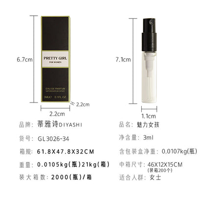 Internet celebrity with the same fragrance 3ml trial perfume women's perfume q version test tube perfume sample wholesale replacement for big-name perfume 