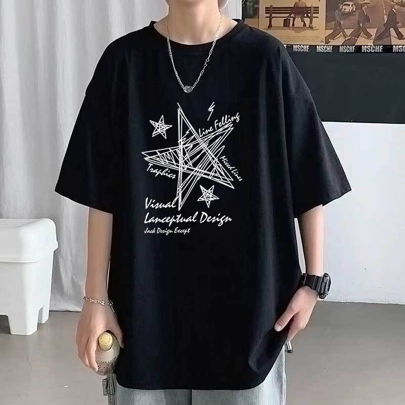 Loose t-shirt new retro men's American top men's 240g heavy summer round neck short-sleeved t-shirt trendy brand t-shirt 