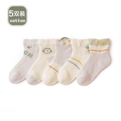 Children's socks summer baby summer mesh socks summer baby socks cartoon middle tube thin socks cotton socks boys 