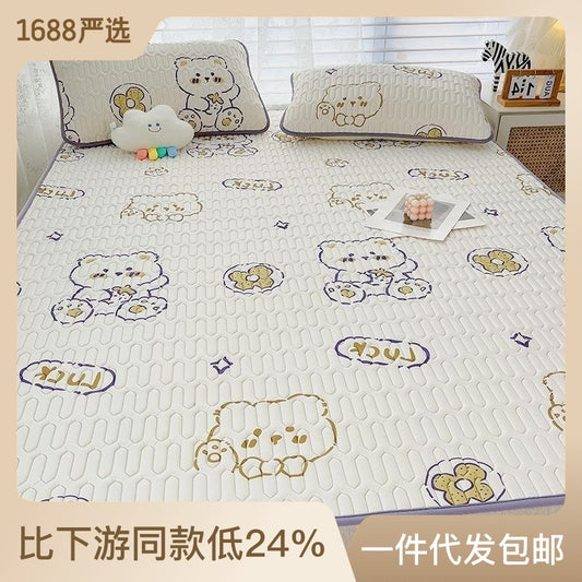 Strictly selected summer latex ice silk mat three-piece bed sheet bed mat washable single air-conditioning mat cool pad 