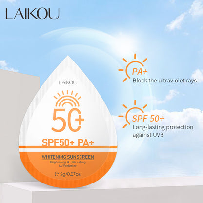 LAIKOU နေရောင်ကာခရင်မ် 2g Laiko hydrating moisturizing ခရင်မ် လက်ကား ၁ ချပ် နယ်စပ်ဖြတ်ကျော် ထောက်ပံ့ရေး shopee joom 