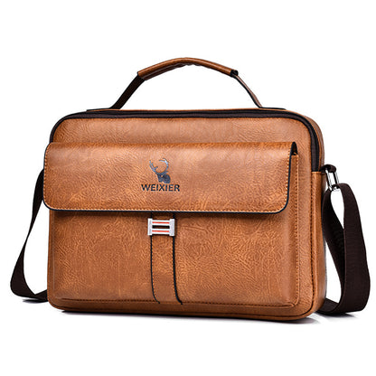 New pu leather bag men's cross-border business men's retro shoulder Messenger bag men's postman bag backpack Messenger men's bag 