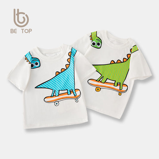 betop children's clothing summer new style cartoon Korean version children's short-sleeved T-shirt boy baby clothes bottoming shirt cross-border supply 