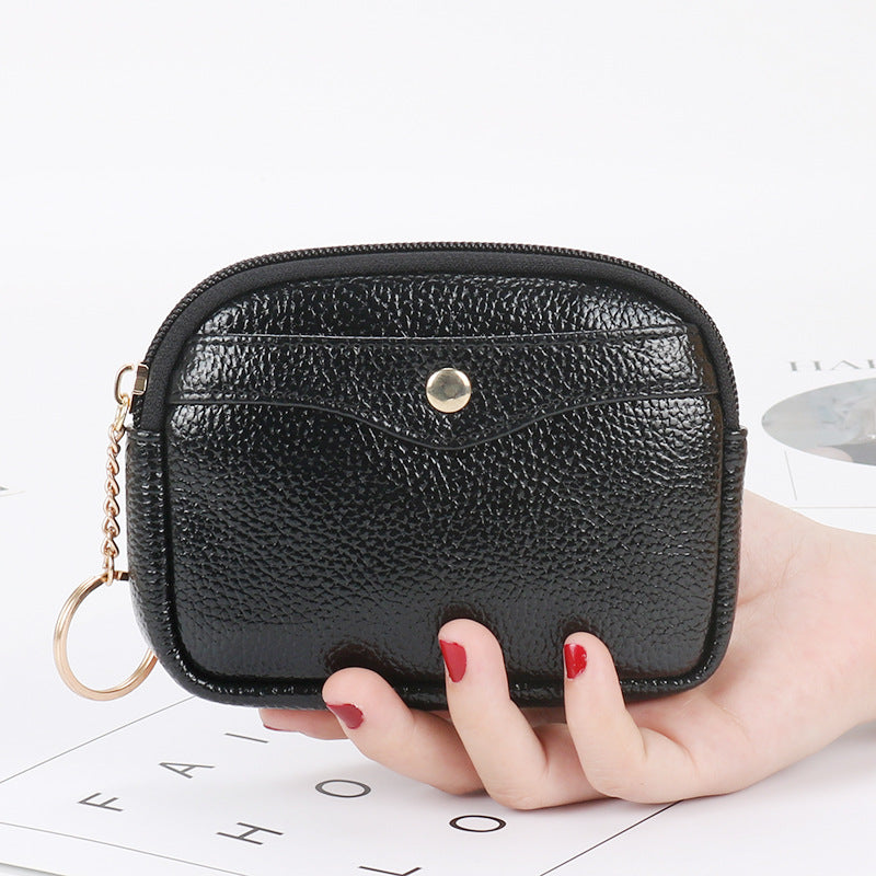 Korean style women's coin purse shell small wallet simple card holder soft leather key bag mini handbag zipper coin bag 