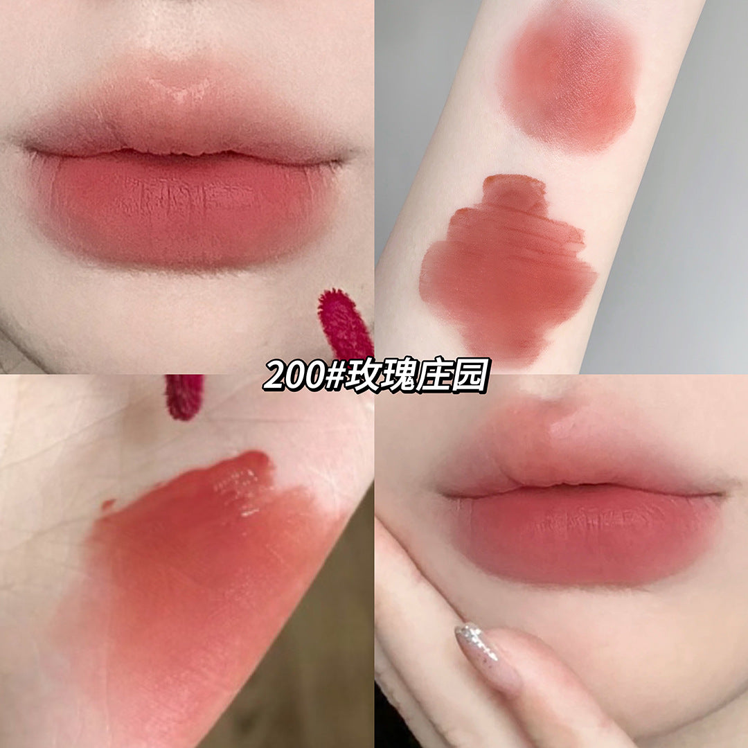 Gege bear clear water mist lip glaze အရောင်ကြာရှည်ခံ နူးညံ့သော matte နှုတ်ခမ်းနီ ရေစိုတောက်ပသော နှုတ်ခမ်းသားကို လိမ်းပေးသော နှုတ်ခမ်းနီ 