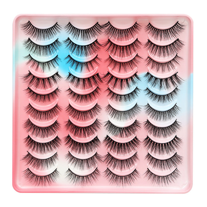 dingsen false eyelashes factory cross-border stable supply of 20 pairs of eyelashes with natural thick one-piece eyelashes 