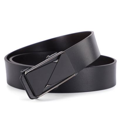 Factory direct sales toothless automatic buckle belt men's leather laser LOGO business leisure belt men's wholesale distribution 