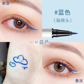 Douyin colour eyeliner အရည် ပန်းရောင် ခရမ်းရောင် အညိုနုရောင် sponge head ပါးလွှာသော eyeliner ကျောင်းသားများ တတ်နိုင်သော နယ်စပ်ဖြတ်ကျော်မိတ်ကပ် 