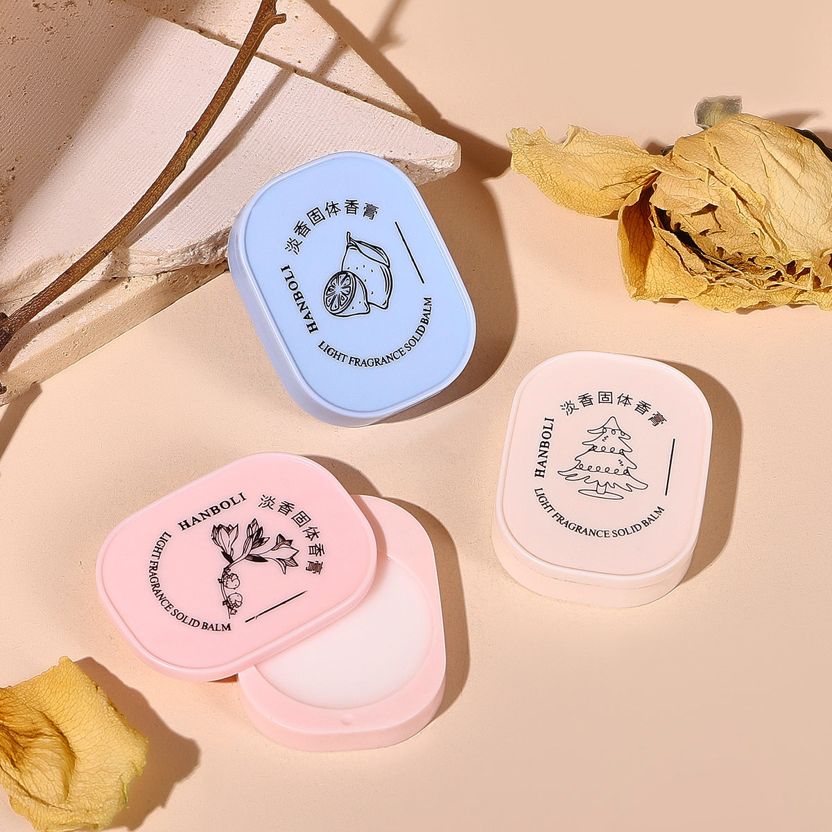 Hanboli fragrance moisturizing solid balm freesia floral fragrance portable pocket card perfume 