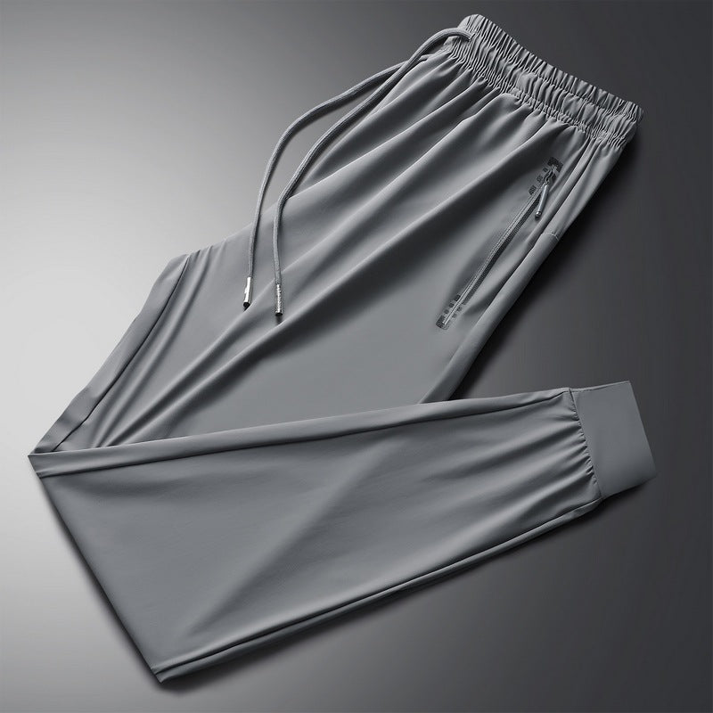 High-end quality business men's pants men's sports pants casual pants slim ice silk pants breathable elastic comfortable trousers 