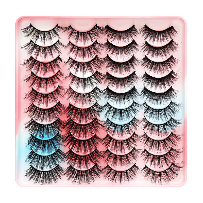 dingsen false eyelashes factory cross-border stable supply of 20 pairs of eyelashes with natural thick one-piece eyelashes 