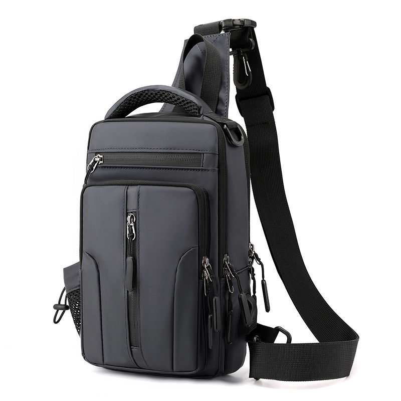 Men's Fashion Messenger Bag Multi-modal Backpack Men's Shoulder Bag Sports Chest Bag Portable USB Charging Chest Bag 