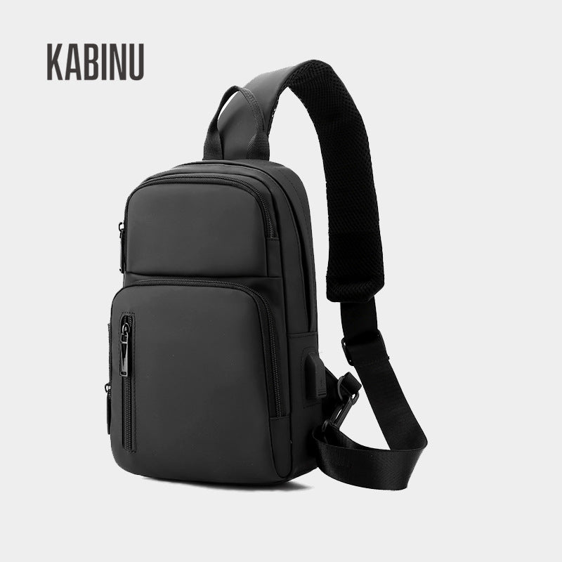 Kabinu new chest bag bag film business casual shoulder bag lightweight mobile phone bag usb student crossbody bag 