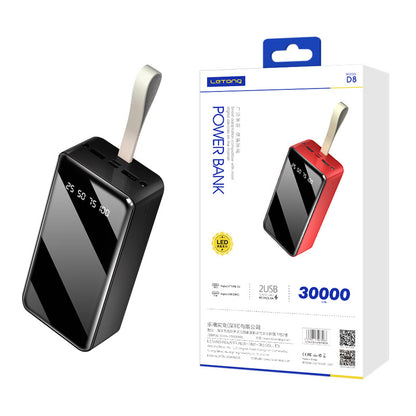 Letang 30000mAh နှစ်လမ်းအမြန်အားသွင်း 2.1A မိုဘိုင်းပါဝါထောက်ပံ့မှု USB dual-port ပြင်ပအလင်းရောင် LED မိုဘိုင်းဖုန်းအားသွင်းခြင်း ရတနာ