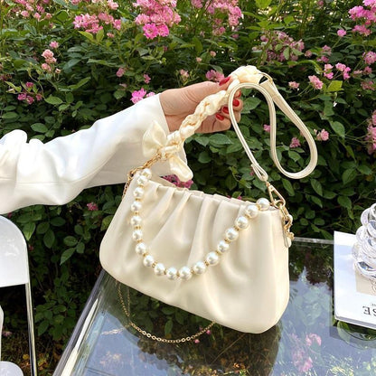 Pearl fold cloud armpit bag niche bag female 2022 new summer all-match one-shoulder Messenger bag 