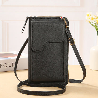 2023 Simple New Fashion Korean Style Shoulder Messenger Bag Large Capacity Ladies Long Wallet Solid Color Mobile Phone Bag 