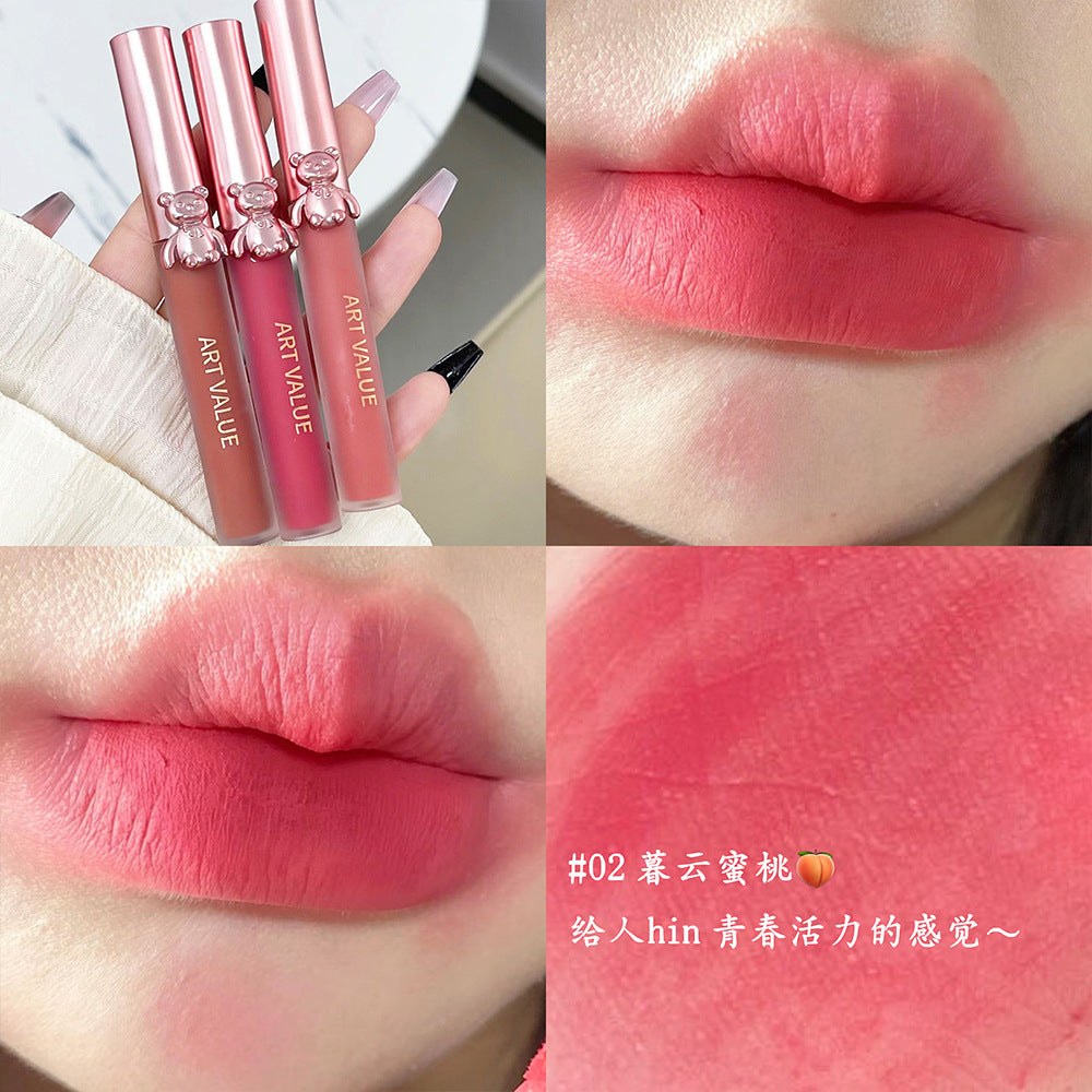 Art Value Bear Club Matte Lip Mud Velvet ကျောင်းသားများအတွက် ရောင်စုံဘက်စုံသုံး Lip Glaze ကို တတ်နိုင်၍ နယ်စပ်ဖြတ်ကျော် လက်ကား၊ 