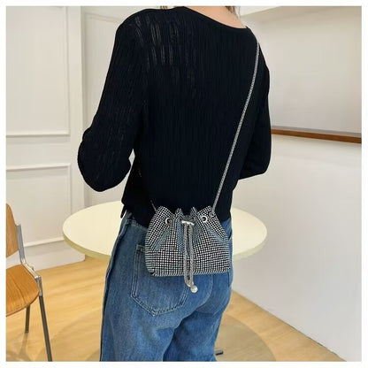 Summer small bag women 2023 new trendy diamond bag chain full of diamond bucket bag niche fashion trend Messenger bag 