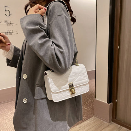 Foreign trade popular texture women's bag 2021 new trend one shoulder Messenger small square bag chain fashion rhombic underarm bag 