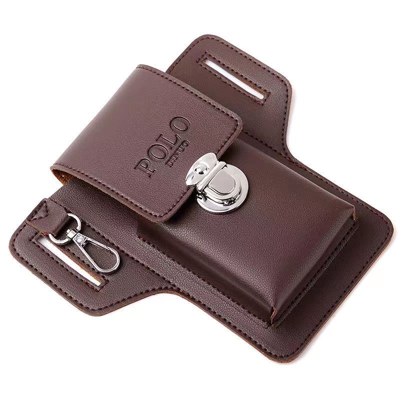 New vertical mobile phone pocket men's construction site work mobile phone leather case can put cigarette case hanging key wear belt special 