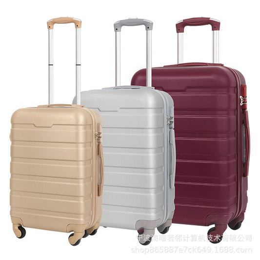 ခိုင်ခံ့သော ABS ပစ္စည်း၊ ရေစိုခံ universal wheel trolley case၊ boarding case၊ လက်ဆောင် ခရီးသွား စကားဝှက် သေတ္တာ လက်ကား 