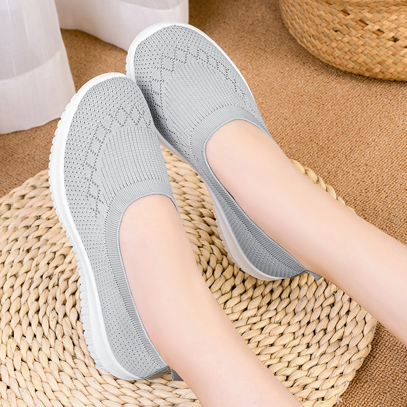 Shoes women's 2023 new foreign trade women's shoes breathable flying woven shoes soft bottom cross-border large size cloth shoes casual mother shoes