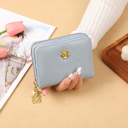 2023 new Korean version design mini ladies small wallet embossed with hardware PU leather cross-border wholesale factory direct sales 