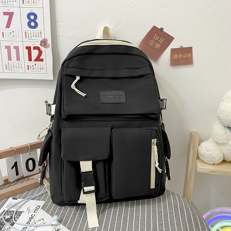 2021 New Trendy Korean Version Large Capacity Junior High School Student School Bag Lightweight Simple Travel Bag Canvas Backpack 