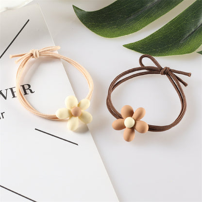 Korean version of net red ins milk tea color hair ring tie hair rubber band flower hair rope high elastic coffee beige head rope 