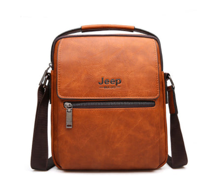 European and American foreign trade business men's bag men's shoulder bag large-capacity handbag vertical briefcase soft leather men's messenger bag 